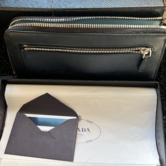Prada Navy Blue Saffiano Leather Zip Wallet - Picture 8 of 11